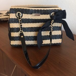 Kate Spade Black & Natural Color Straw Purse